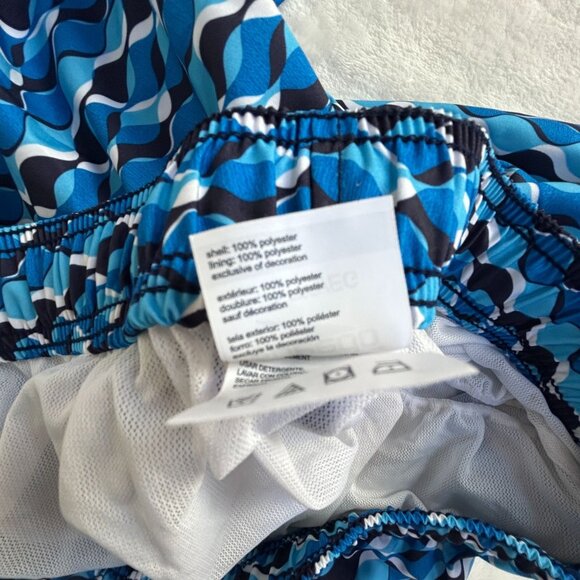 Speedo Mens Blue Wave Pattern Swim Trunks Shorts XL Mesh Lining Drawstring Waist - Picture 6 of 10